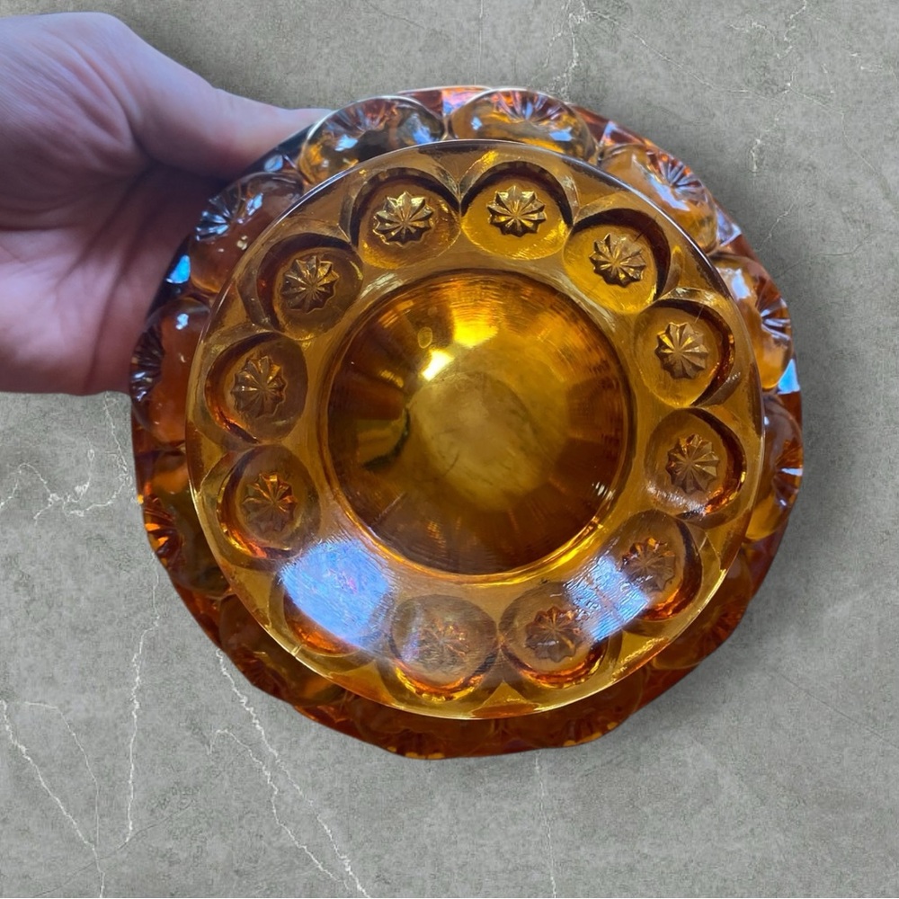 Vintage candy dish amber glass - Picture 5 of 6